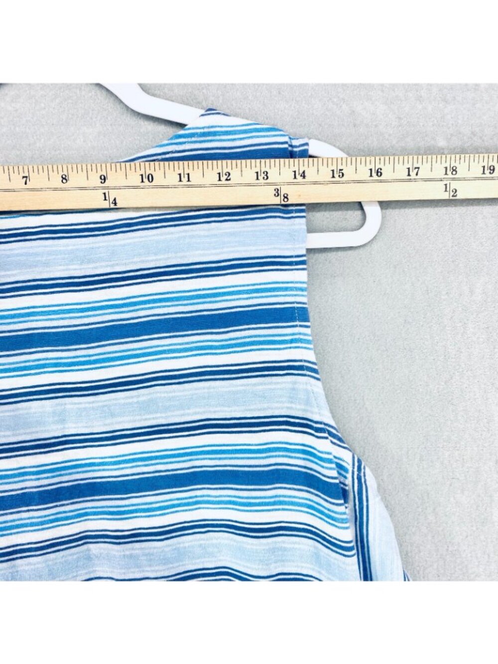 Lands End Tank Dress Womens Large Blue Cotton Stripe Popover Mini Beach Preppy - Picture 11 of 16